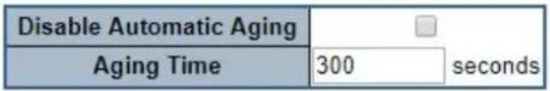 Disable Automatic Aging Aging Time 300 seconds
