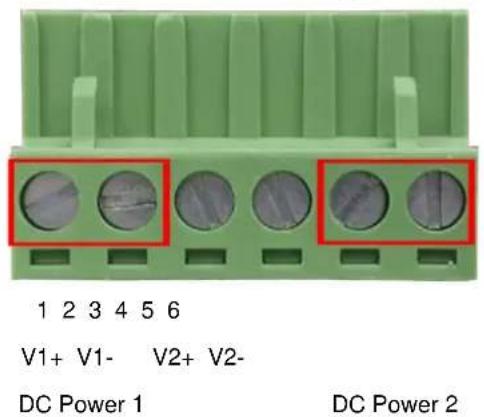 1 2 3 4 5 6 V1+ V1- V2+ V2- DC Power 1 DC Power 2