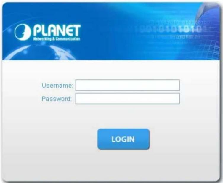 PLANET Networking & Communication Username: Password: LOGIN