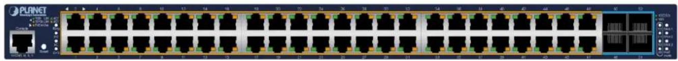 Front view of a network switch device with multiple Ethernet ports (no visible text or labels)