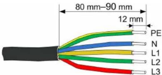 80 mm-90 mm 12 mm PE N L1 L2 L3
