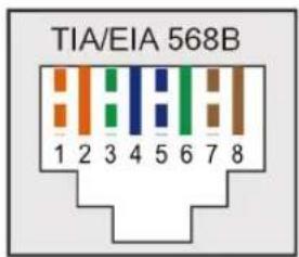 TIA/EIA 568B 1 2 3 4 5 6 7 8