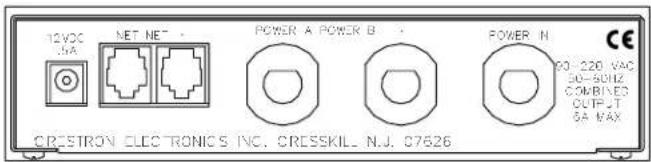 12VDC 5A NET NET POWER A POWER B POWER N CE 00-220 VAC 50-5012 COMBINES OUTPUT 5A MAX CRESTRON ELECTRONICS INC. CRESSKIL N.J. 07626
