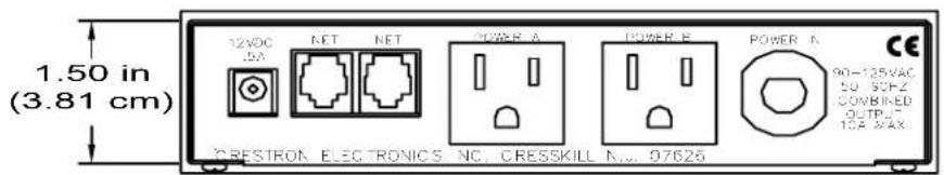 1.50 in (3.81 cm) 12VDC SA NET NET POWER A POWER B POWER N 90-125VAC 50 95HZ COMBINED OUTPUT 10A WAX CRESTRON ELECTRONICS NC CRESSKILL N.. 97625