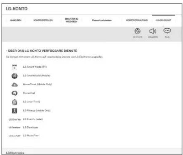 LG-KONTO AMULIZEN KONTO GRIETELLEN BONUTER-40 WEDIGEN Passport satisfaction KONTO/SPALUNG RUNSCHENST SERVICE WORKS TAG - ÜBER DAS LG-KONTO VERFÜGBARE DIENSTE Se können mit einem LG-Konte auf verschiedene Dienste von LG Electronics supriefen. LS Smart World (TV) LS SmartWorld (Mobile) HomeCloud (Mobile Only) HomeChat LS smartFixG LS Fitness (Mobile Only) LS Energy LS Energy (solar) M Developer LS Developer subuserder LG Music Fire LG Electronics
