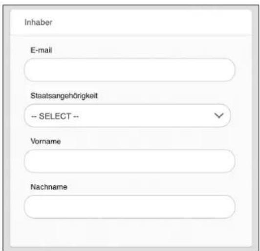 Inhaber E-mail Staatsangehörigkeit -- SELECT -- Vorname Nachname