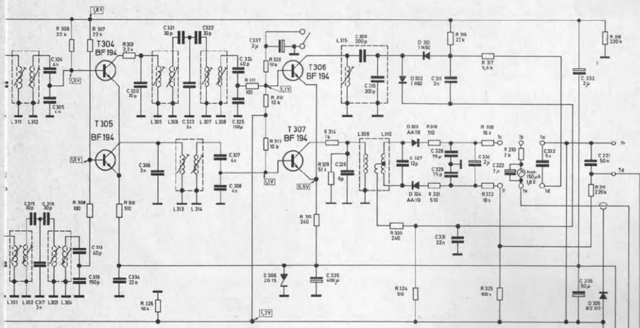 R 306 22 k L8V R 307 22 k T304 BF 194 C 304 4n C 305 4n T305 BF 194 C 306 2n C 307 4n C 308 4n R 310 510 L 313 L 314 C 315 40p C 316 42p C 318 150p R 312 10 k L 315 L 306 L 307 L 308 C 320 30p C 321 30p C 322 30p C 325 150p R 311 100 R 312 10 k R 314 1k R 315 240 D 304 AA19 D 305 AA19 D 306 AA19 R 314 51 k R 315 240 C 326 6p C 327 12p C 328 75p C 329 75p C 330 2jk C 331 2nk C 332 18 k R 325 510 R 326 400μ R 327 22n R 328 240 R 329 510 R 330 16 k R 331 2nk R 332 18 k R 333 5n Inok: 150μA 18k Inok: 150μA 18k Inok: 150μA 18k Inok: 150μA 18k Inok: 150μA 18k Inok: 150μA 18k
