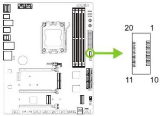 BIOSTAR X670E VALKYRIE - F\_USB32\_C-20G: штыревой соединитель для портов USB 3.2 (Gen2x2) на передней панели - 1