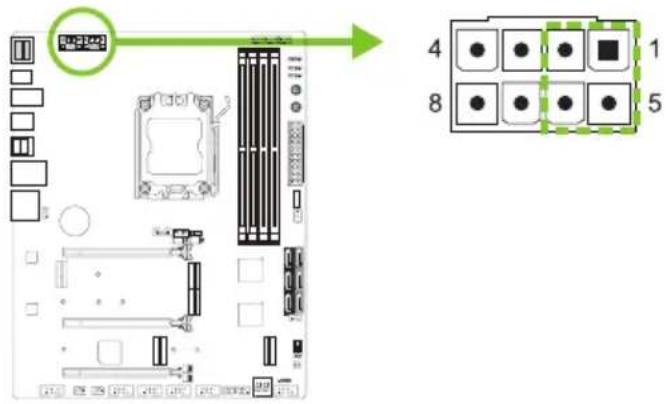 BIOSTAR X670E VALKYRIE - ATX\_12V\_2X4\_1/2: разъем источника питания ATX - 1