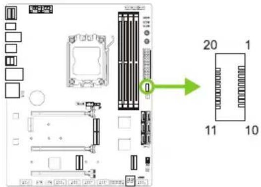 BIOSTAR X670E VALKYRIE - F\_USB32\_C-20G: 전면 패널 USB 3.2(2x2세대) 포트용 헤더 - 1