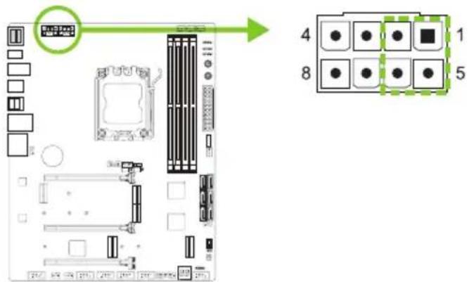 BIOSTAR X670E VALKYRIE - ATX 12V 2X4 1/2: ATX 전원 커넥터 - 1