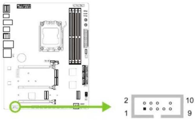 BIOSTAR X670E VALKYRIE - F\_AUDIO: штыревой соединитель аудио передней панели - 1