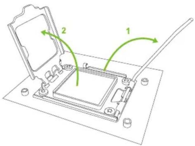 Technical diagram showing a device with labeled components and directional arrows indicating motion or movement.