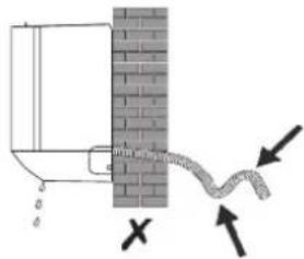Diagram showing a pipe or pipe flowing through a brick wall with directional arrows indicating flow direction.
