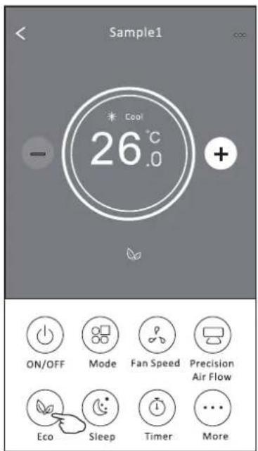 Sample1 Cool 26°C ON/OFF Mode Fan Speed Precision Air Flow Eco Sleep Timer More