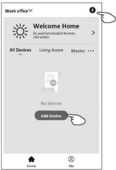 Work office Welcome Home Set your home location for more information All Devices Living Room Master ... No devices Add Device Home Me