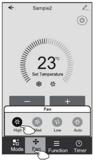 Sample2 23°C Set Temperature - + Fan High Med Low Auto Mode Fan Function Timer