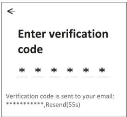 Enter verification code * * * * * * Verification code is sent to your email: *********,Resend(55s)