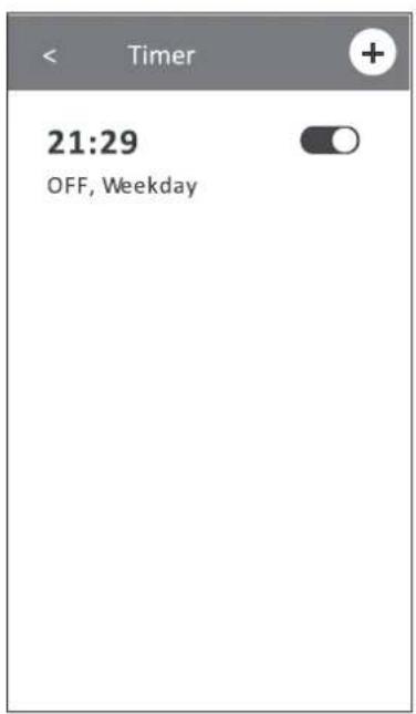 Timer 21:29 OFF, Weekday