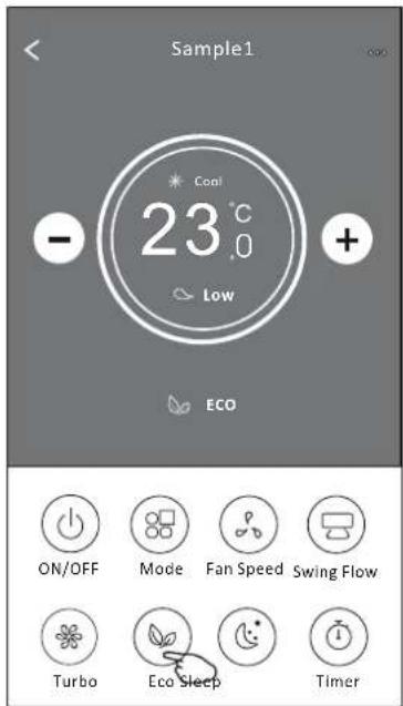 Sample1 COAL 23°C Low + ECO ON/OFF Mode Fan Speed Swing Flow Turbo Eco Sleep Timer