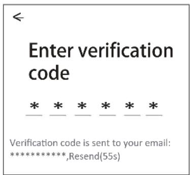 Enter verification code * * * * * * Verification code is sent to your email: *******Resend(55s)