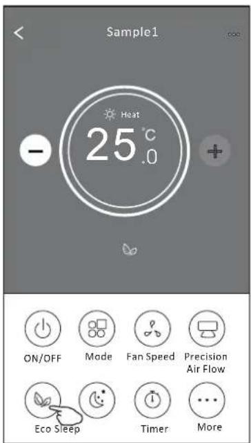 Sample1 Heat 25°C - + ON/OFF Mode Fan Speed Precision Air Flow Eco Sleep Timer More