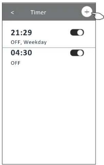 Timer 21:29 OFF, Weekday 04:30 OFF