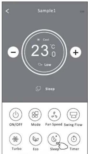 Sample1 Cool 23°C - Low + Sleep ON/OFF Mode Fan Speed Swing Flow Turbo Eco Sleep Timer