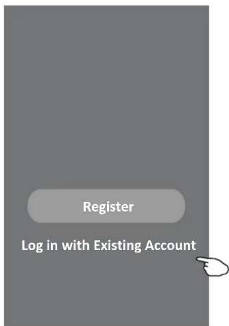 Register Log in with Existing Account