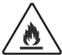 Warning sign depicting a flame symbol in a triangular shape