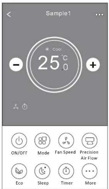 Sample1 COOL 25°C ON/OFF Mode Fan Speed Precision Air Flow Eco Sleep Timer More
