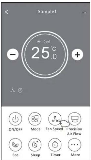 Sample1 Cool 25°C - + ON/OFF Mode Fan Speed Precision Air Flow Eco Sleep Timer More