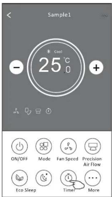 Sample1 * Cool 25 °C - 0 + ON/OFF Mode Fan Speed Precision Air Flow Eco Sleep Timer More