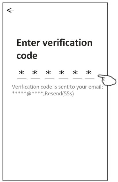 Enter verification code * * * * * * Verification code is sent to your email: *****@****,Resend(55s)