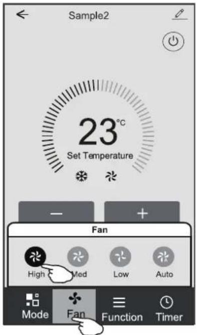 Sample2 23°C Set Temperature - + Fan High F Med Low Auto Mode Fan Function Timer