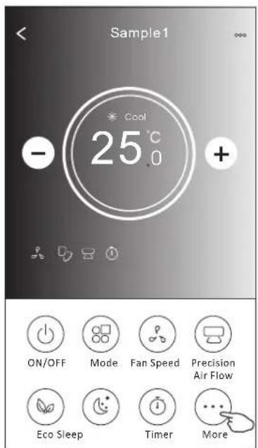 Sample1 Cool 25°C - + ON/OFF Mode Fan Speed Precision Air Flow Eco Sleep Timer More