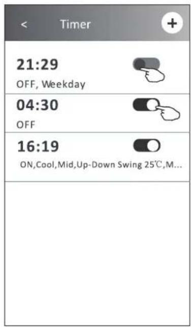 Timer 21:29 OFF, Weekday 04:30 OFF 16:19 ON,Cool,Mid,Up-Down Swing 25°C,M...