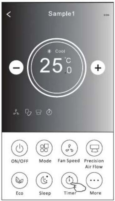 Sample1 * Cool 25°C - + ON/OFF Mode Fan Speed Precision Air Flow Eco Sleep Timer More