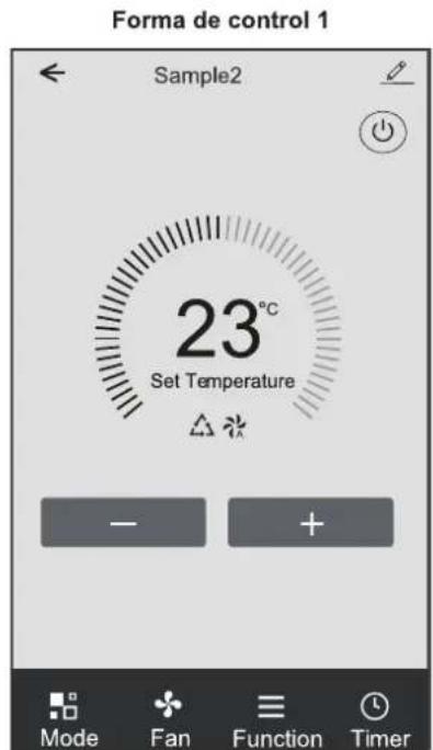 Forma de control 1 Sample2 23°C Set Temperature - + Mode Fan Function Timer