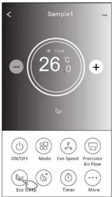 Sample1 * Cool 26 °C - + ON/OFF Mode Fan Speed Precision Air Flow Eco Sleep Timer More