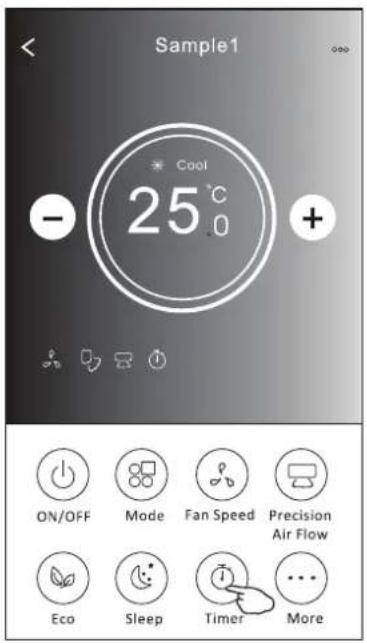 Sample1 Cool 25°C - + ON/OFF Mode Fan Speed Precision Air Flow Eco Sleep Timer More