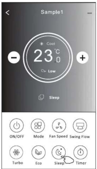 Sample1 * Cool 23 °C Low + - Sleep ON/OFF Mode Fan Speed Swing Flow Turbo Eco Sleep Timer