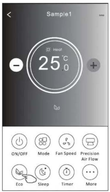 Sample1 - 25°C Heat ON/OFF Mode Fan Speed Precision Air Flow Eco Sleep Timer More