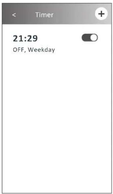 Timer 21:29 OFF, Weekday