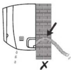 Diagram showing a pipe drainage system with labeled components and an arrow indicating flow direction