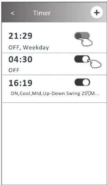 Timer 21:29 OFF, Weekday 04:30 OFF 16:19 ON,Cool,Mid,Up-Down Swing 25CM...