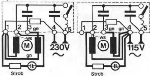 1 2 3 ge 4 5 230V ws M gn Strob 1 2 3 ge gn 4 5 ws M gn Strob 115V
