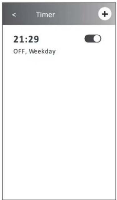 Timer 21:29 OFF, Weekday
