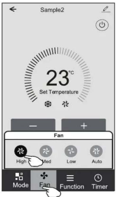 Sample2 23°C Set Temperature - + Fan High F Med Low Auto Mode Fan Function Timer