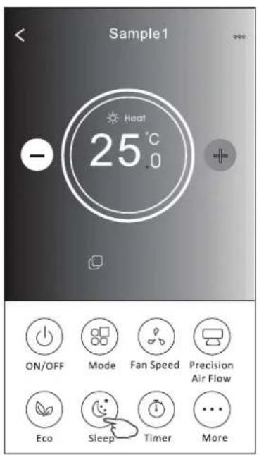 Sample1 - Heat 25°C + ON/OFF Mode Fan Speed Precision Air Flow Eco Sleep Timer More